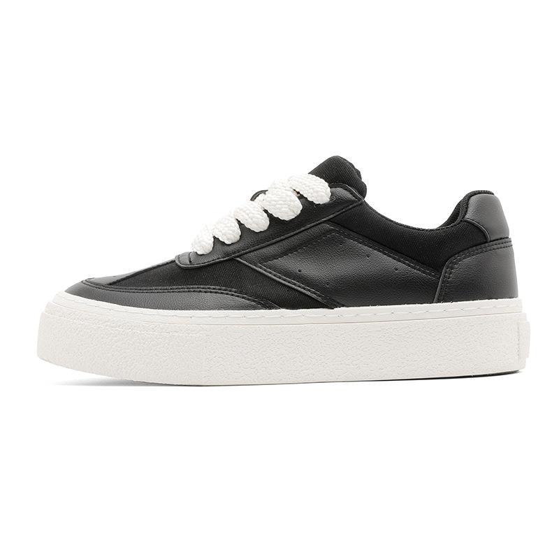 Men's board shoes spring and autumn new thick-soled retro black casual shoes men's breathable low-top flat-soled trendy men's shoes