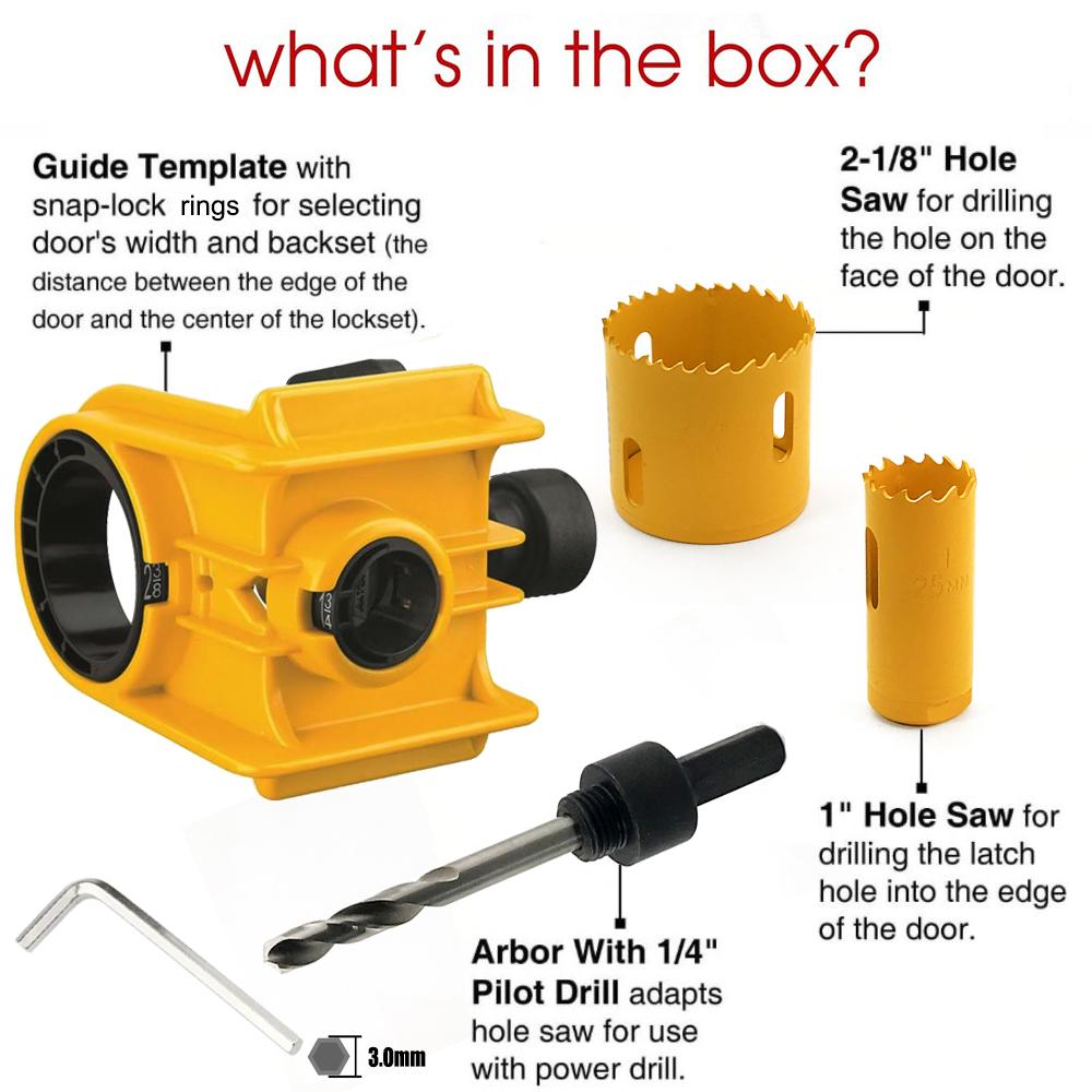 Door Latch Mortise Tool Installation Kit+Ball Door Lock Installation Kit Fit 1-3/4  or 1-3/8  Thick Door for Metal or Wood Doors giallo