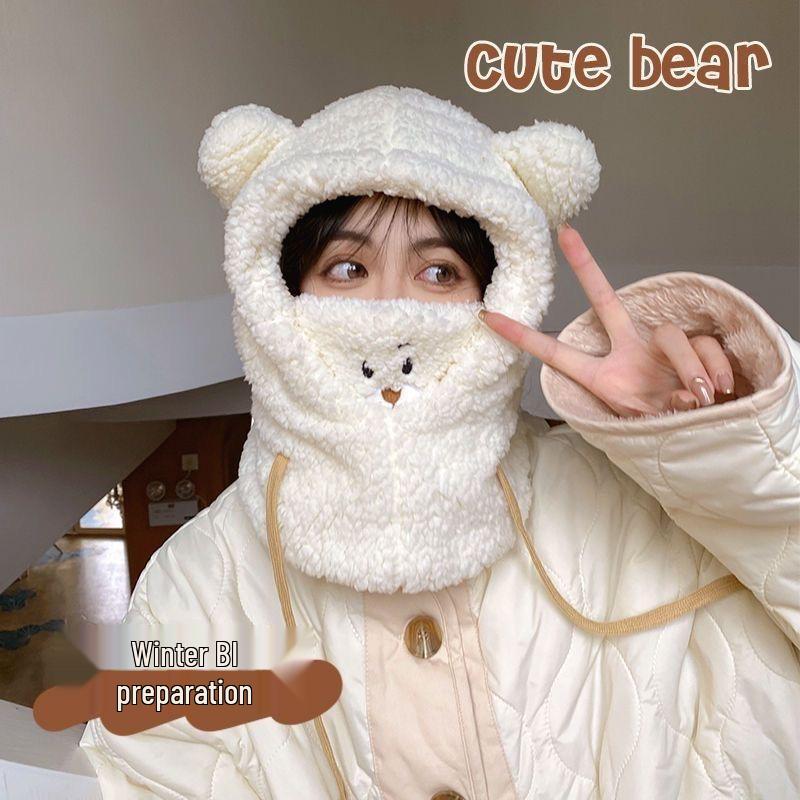 

Детская шапка-мишка с защитой ушей, теплый шарф и маска - Зимний плюшевый головной убор для мальчиков, девочек и для родителей и детей M (3-9 years)