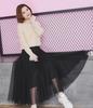 2025 High-Waist A-Line Mesh Skirt: Three-Layer Pleated Fairy Skirt for Spring & Autumn