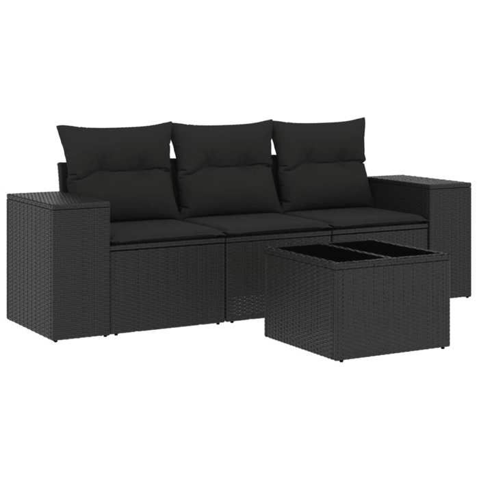VidaXL Garden Lounge Set with Cushions 4 Pcs, Patio Sofas, Patio Furniture Set, Outdoor Furniture, Black 3254602