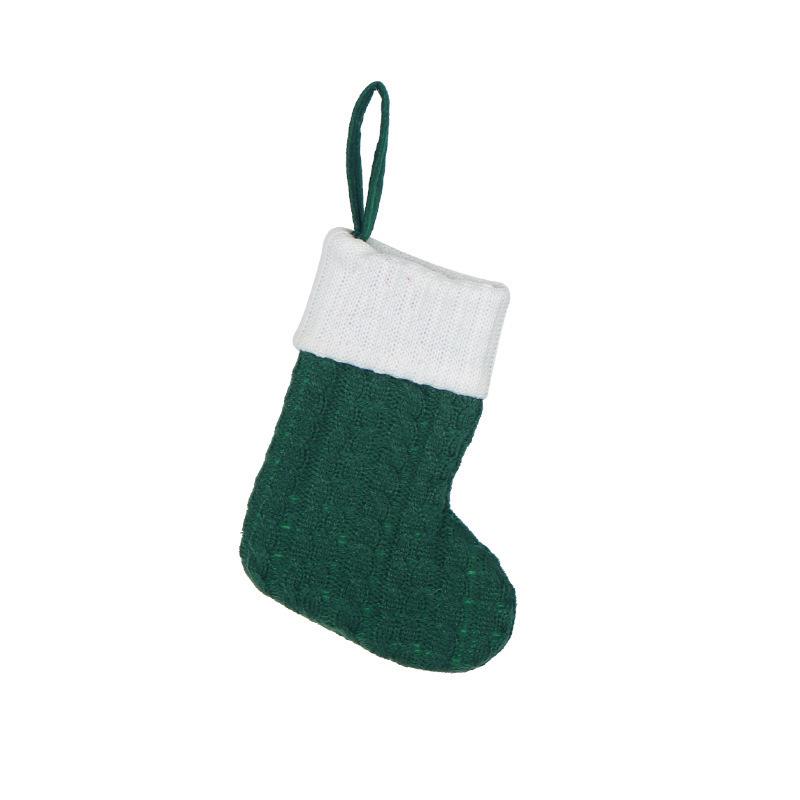 

Embroidered Christmas Knit Wool Socks Gift Bags for Kids - Green Stockings for Candy