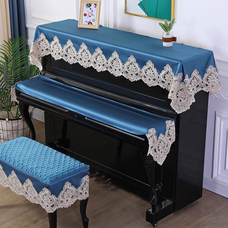 European Lace Piano Embroidered Cover Dustproof Universal Piano Cover Keyboard Cover Fabric for Upright and Digital Piano Stool Decorat Protect Cover