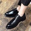 Men's Pointed Toe Leather Brogue Oxfords - British Style Casual & Formal Shoes for Spring and Autumn