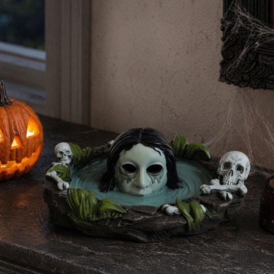 Yousheng Halloween Scary Ghost Ashtray, Spooky Resin Water Ghost Skull Ash Tray for Living Room, Home Office Desk Decor