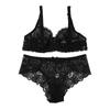 Women's Hollow Non-Padded Underwire Bra Sets 2PCS Sexy Ultra-Thin Lace Push Up Bra Panty Set for Women