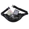 NOORA Stylish Real Leather Black Waist Bag Elegant Style Travel Pouch Passport Holder with Adjustable Strap