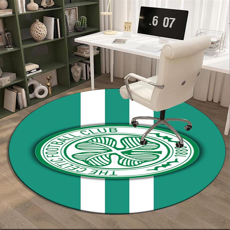 1PC round rug Cel-tic Football Club Crest Printed Round Area Rug ,Rug For Home Office, Round Chair Rug, Decorative Carpet Fan gifts Christmas gift