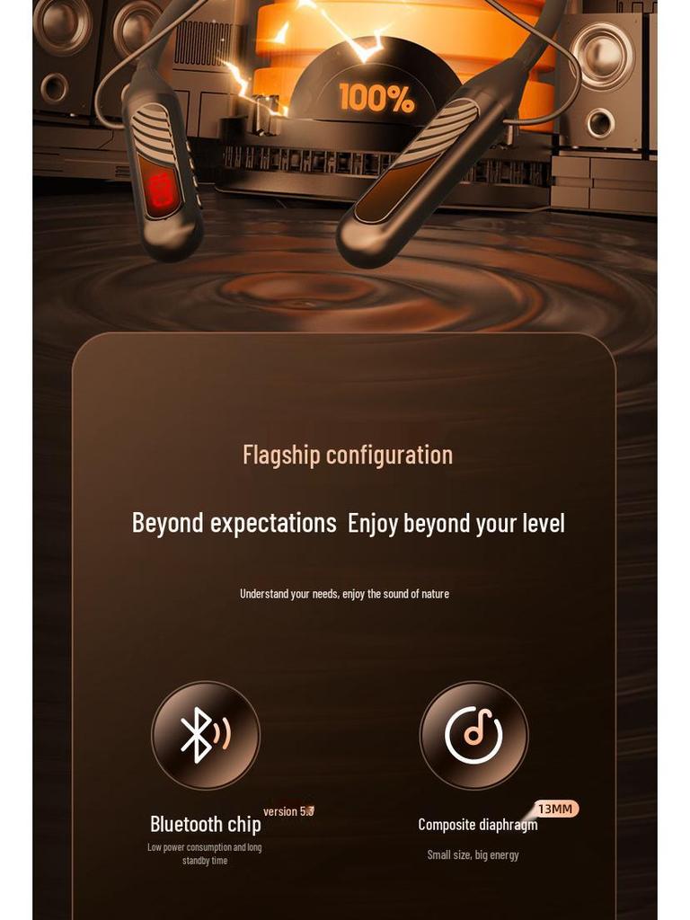 BT-8 Sports Neckband Bluetooth Headphones with Card Slot, Large Battery, Digital Display, and Noise-Cancelling