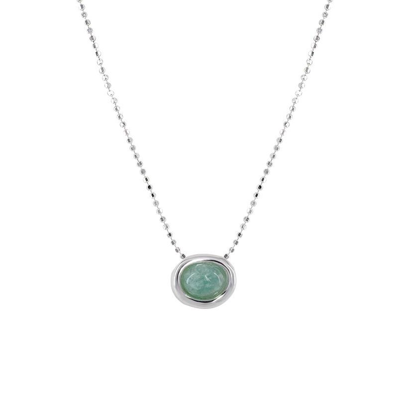 Korean Style Oval Natural Stone Clavicle Chain Women Fashion Light Luxury Niche Necklace