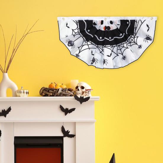 Halloween Flag Fan Shaped Room Flag Creative Printed Outdoor Banner Easy to Install Festive Atmosphere Decoration Hanging Flag