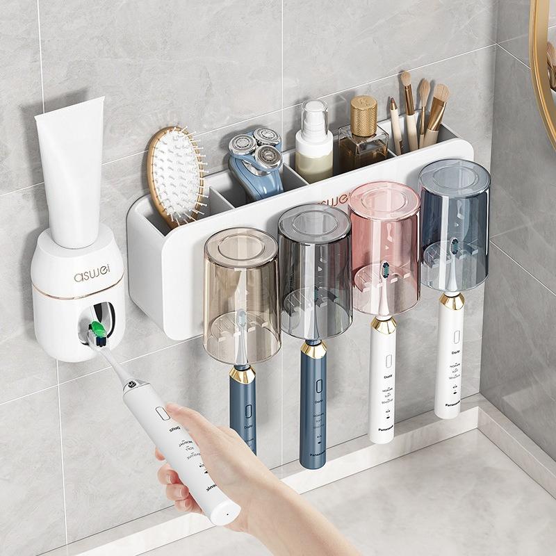 Upgrade Your Bathroom with This 1pc Toothpaste Squeezer and Storage Rack - Automatic Toothpaste Refills Made Easy!