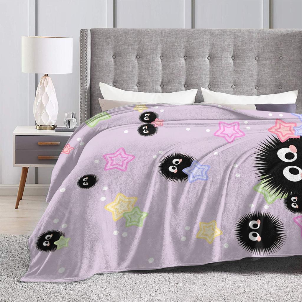 Susuwatari  Soot Sprites  Blanket  Soft Warm Novelty Plush Throw Blanket For Kids Bedroom Flannel Bedspread Bed Cover