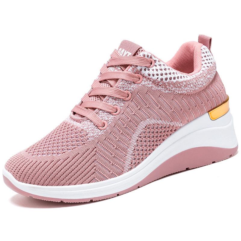Women's Spring Breathable Thick Sole Sneakers with Hidden Lift
