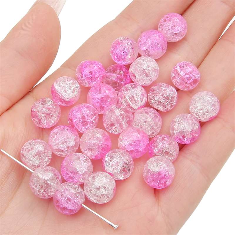 8-14mm Whtie and Random Mixed Crackle Acrylic Beads Spacer Ball Beads for DIY Bracelet Fashion