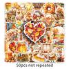 50 Blatt Goldener Herbst Sticker - Wasserdichte Cartoon-Blätter für Notizbücher