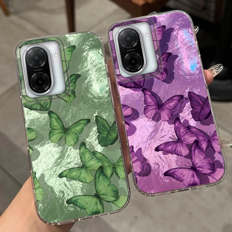 Butterfly Shadow Phone Case For Xiaomi Redmi 14C 13C 10 9A 9C Note 14 13 12 11 10S 9 8 Pro Plus A5 A4 A3 A2 A1 Girls Funda Cover