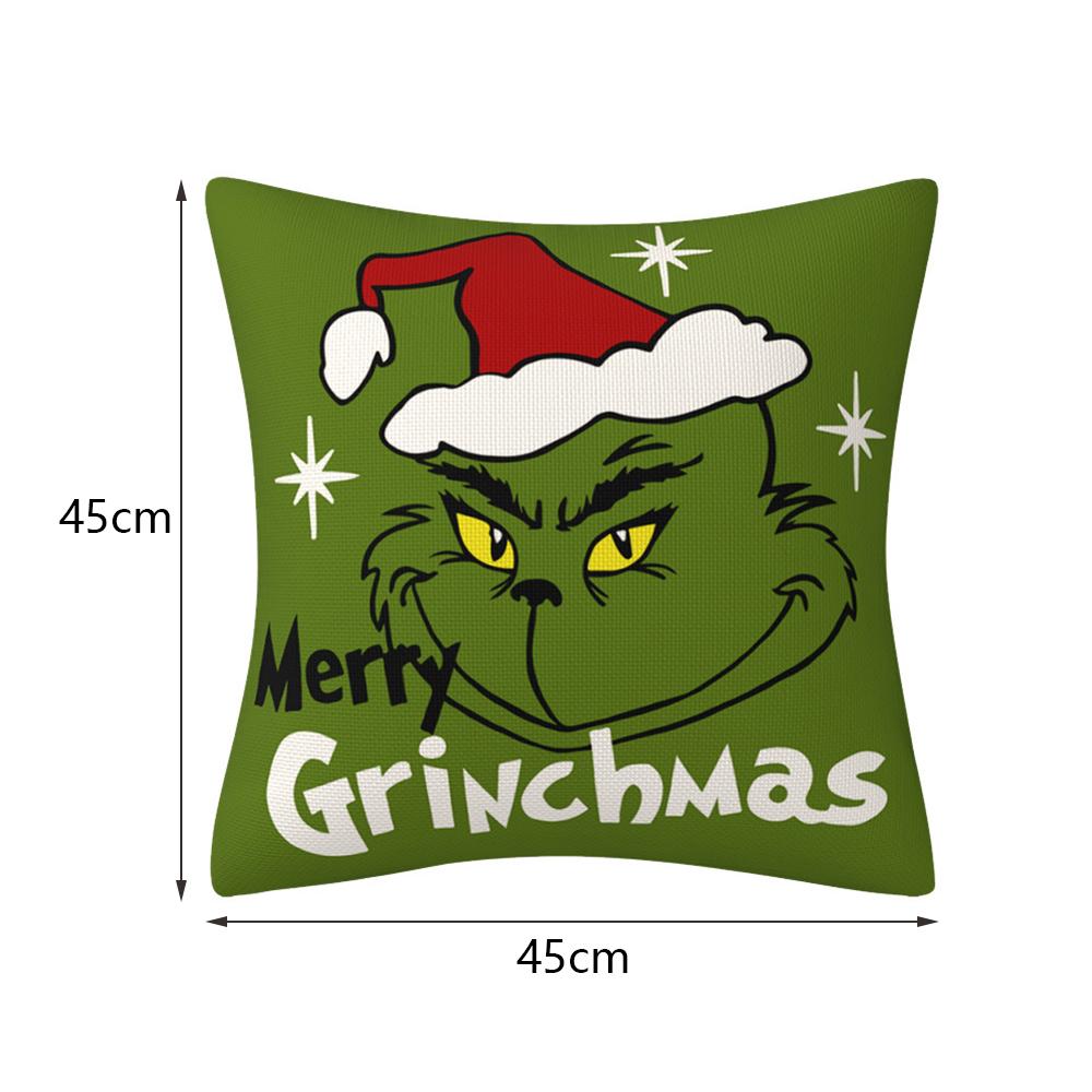 

New 4pcs Grinch Christmas Pillow Covers For Christmas Home Decorations, 45x45cm