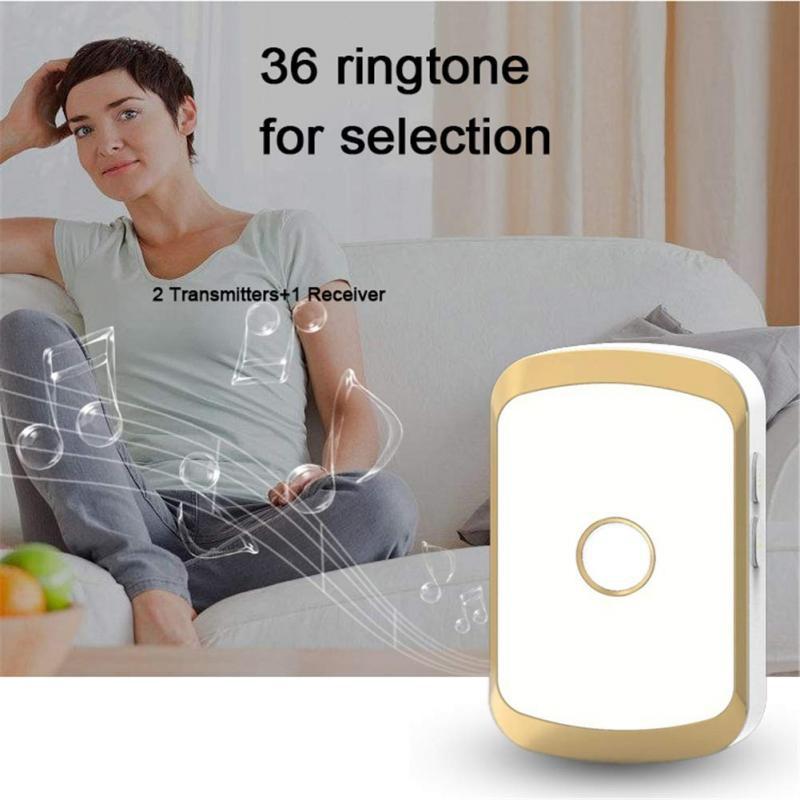 Home Security Welcome Wireless Doorbell Smart Home Door Bell Alarm LED Light 36 Songs With Waterproof Touch Button Smart Alarm