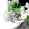 Elegant Heart Shaped Pendant Necklace for Women Brilliant Round Stone Center Design Dainty Romantic Everyday Party Jewelry Gift for Her