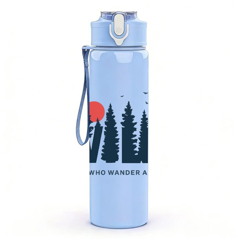 1PC Wild Mountain Pine Tree 750ml Color Plastic Sports Water Bottle Leakproof Flip Straw Lid Suitable for Sports Office Home Use