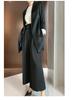 Women's Slim Black Suit with Unique Design - Imported Fabric, Mid-Length Autumn Jacket, Slim Fit.