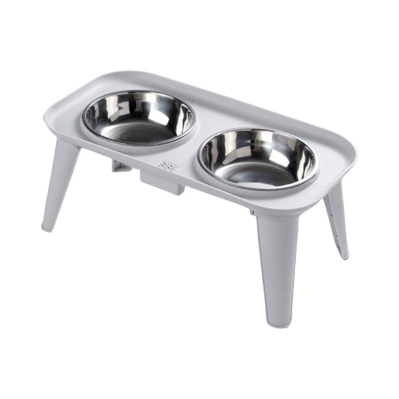 High Neck Relief Dog Dishes Stainless Bowl Durable Elevated Dog Bowl Spill Proof Base For Home Use