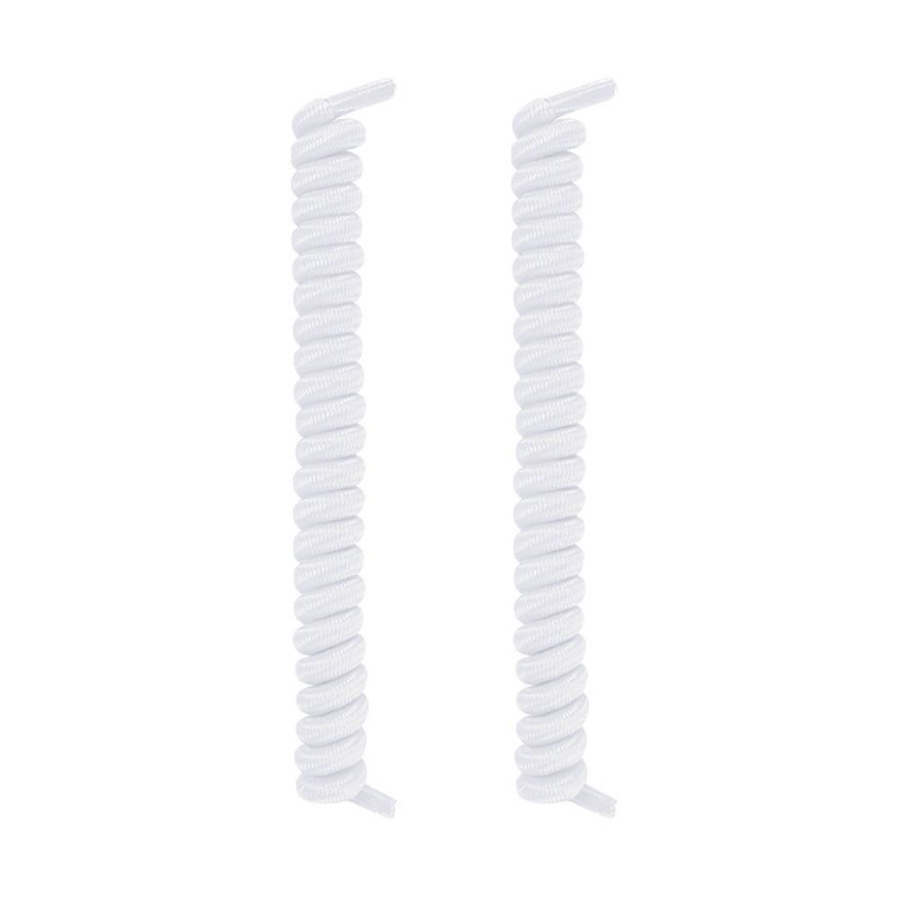 Curly No Tie Shoelaces Anti-fall Elastic Spring Shoe Laces No Tie Trainer Kids Shoe Laces Colours for Childs and Adults(1pair) белый