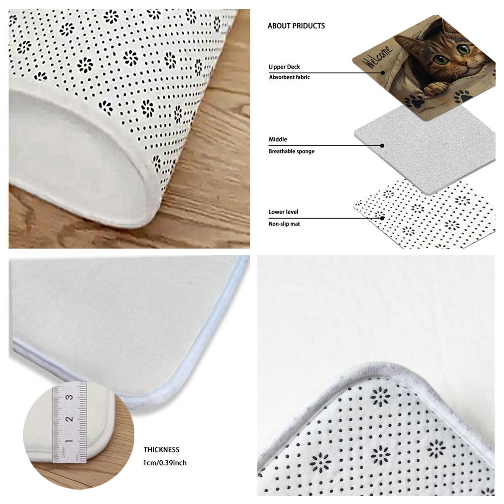 1Pcs Anti Fatigue Kitchen Rugs,Cat Print Waterproof Non-Slip Thick Cushioned Kitchen Mat Heavy Duty Comfort Standing Mat for Kitchen