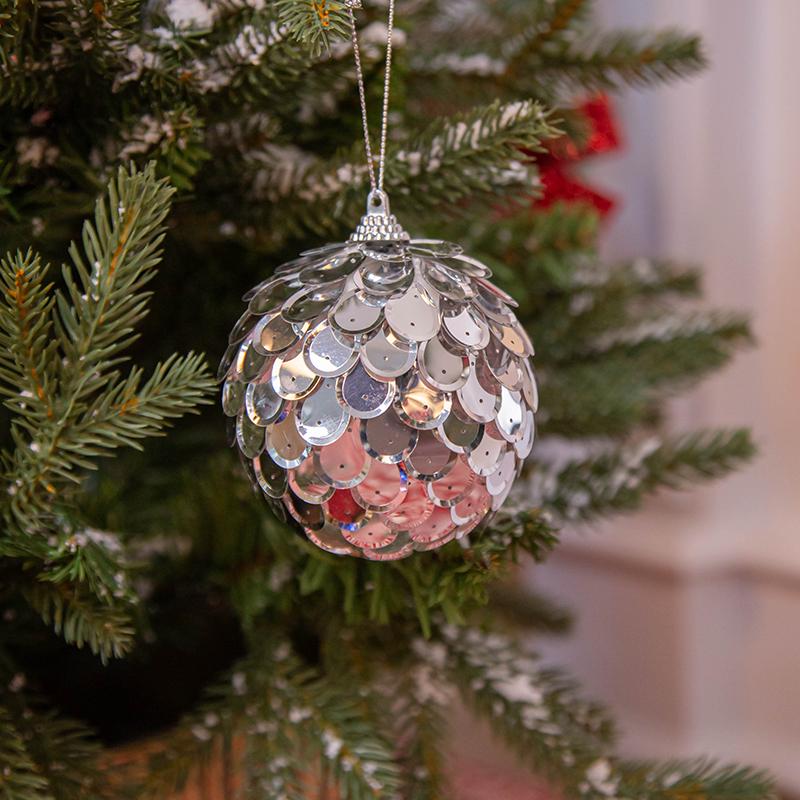 8cm runde Fischschuppen-Weihnachtsornamente: Gold, Grün, Rot, Rosa, Champagner Laserfarben
