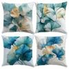 4-piece Polyester Ginkgo Leaf Pillowcase Set, Blue and Gold Mix, Suitable for Living Room Sofa and Bed, Ideal for Summer and All