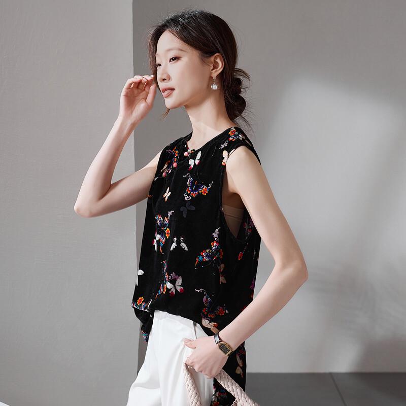 SOFSIL Women s Silk Butterfly Print Sleeveless Shirt XL