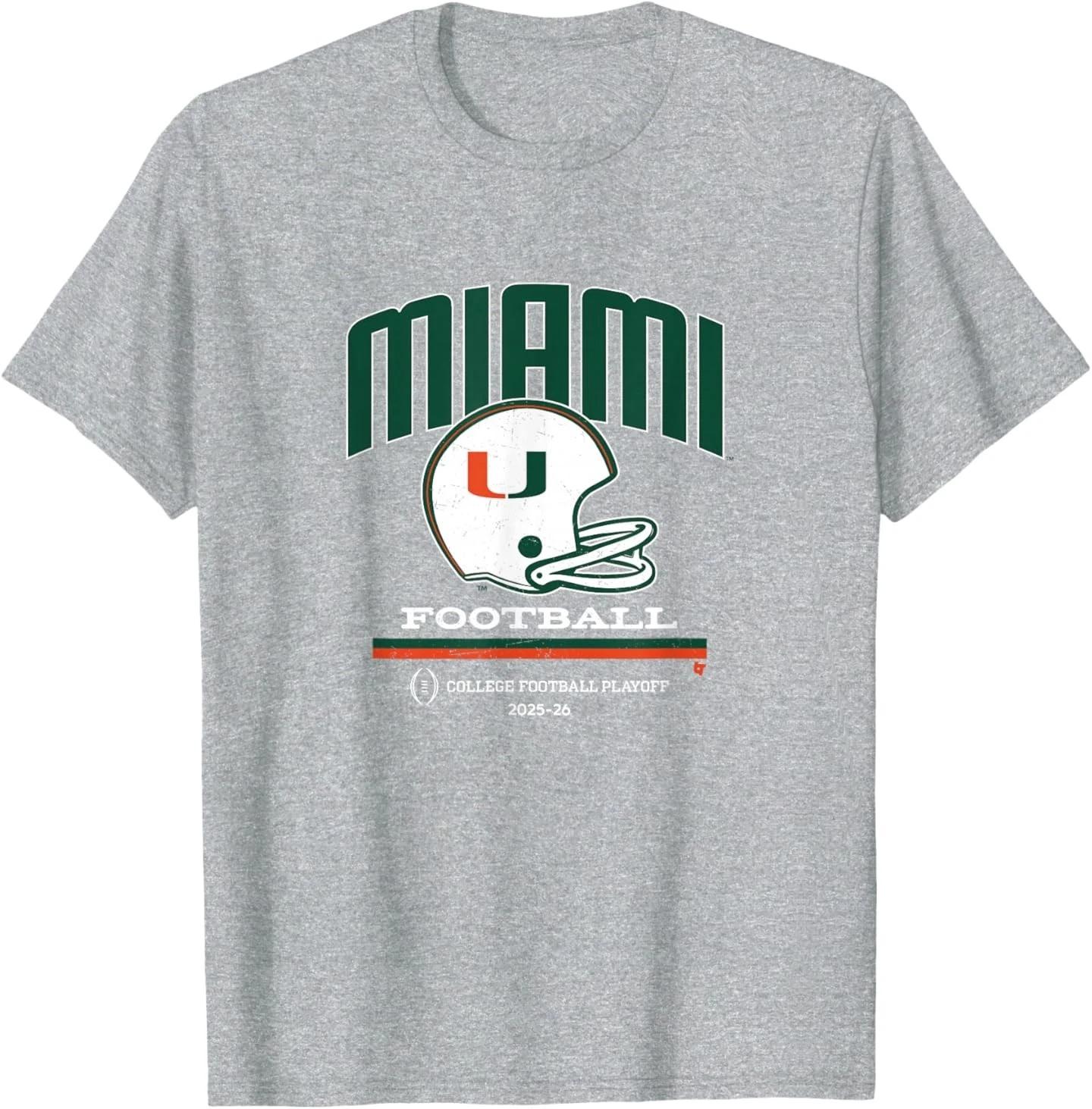 Miami Hurricanes 2025 College Football Playoff Retro Helmet T-Shirt L