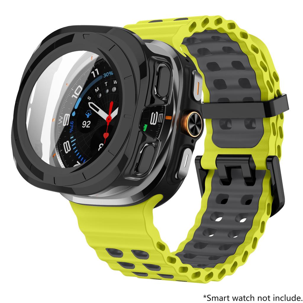 Glass+Case+Band For Samsung Galaxy Watch Ultra Strap 47mm Sport silicone Bracelet for Galaxy Watch Ultra 7 47 Strap Accessories