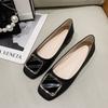 Gentle single shoes women's low heels spring and summer new shallow mouth square head soft sole non-slip medium heel Doudou shoes