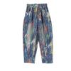 Printed Denim Harem Pants, Loose Nine Cent, Dad, Baggy Pants, Woman