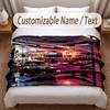 Tema Corse Automobilistiche Coperta Morbida Personalizzata Nome Personalizzato Stampa Testo Coperta Calda Decorazione Divano Casa Camera da Letto