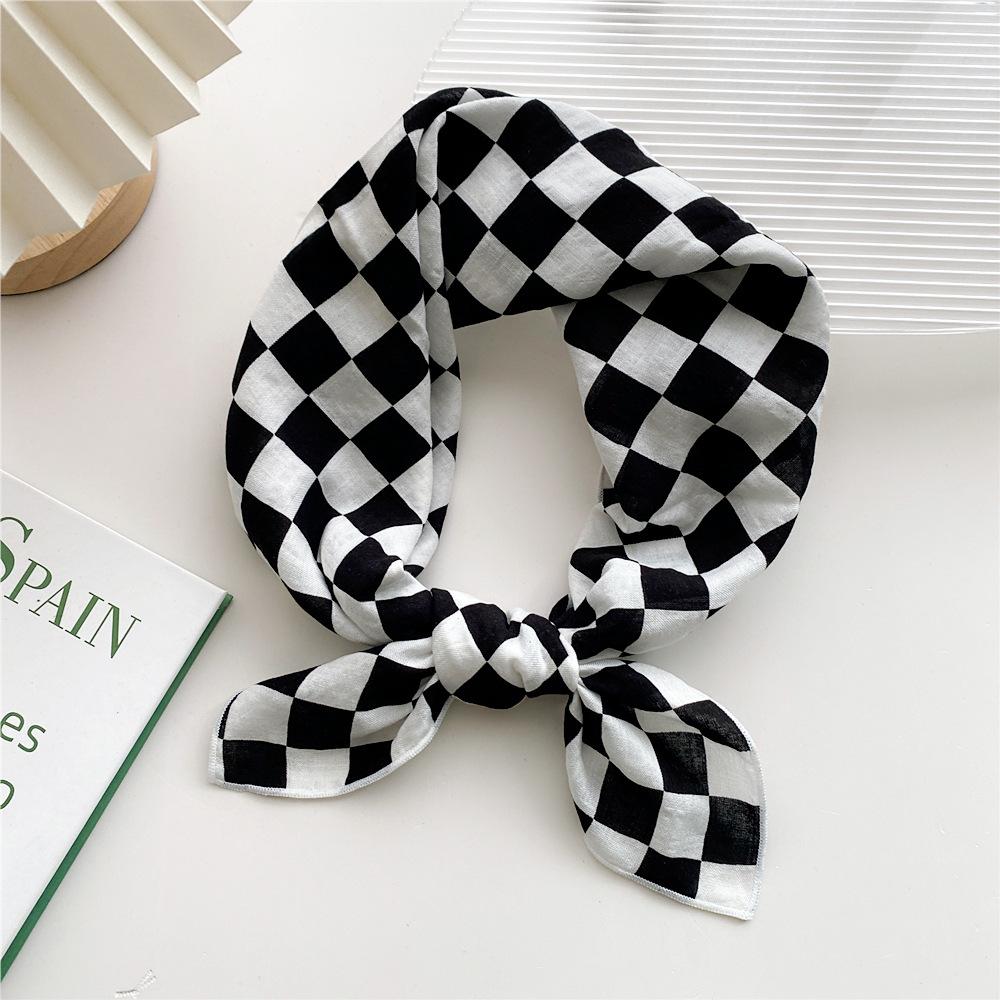 Women's Spring & Autumn Cotton-Linen Silk Square Scarf - Korean Style, Versatile Fashion Accessory & Hair Band