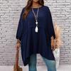 New Large Size Spring/Summer Loose Batman T-shirt Top Round Neck Fashion Casual Blouse Solid Color Irregular Elegant Shirts Loose Simple Long Tops