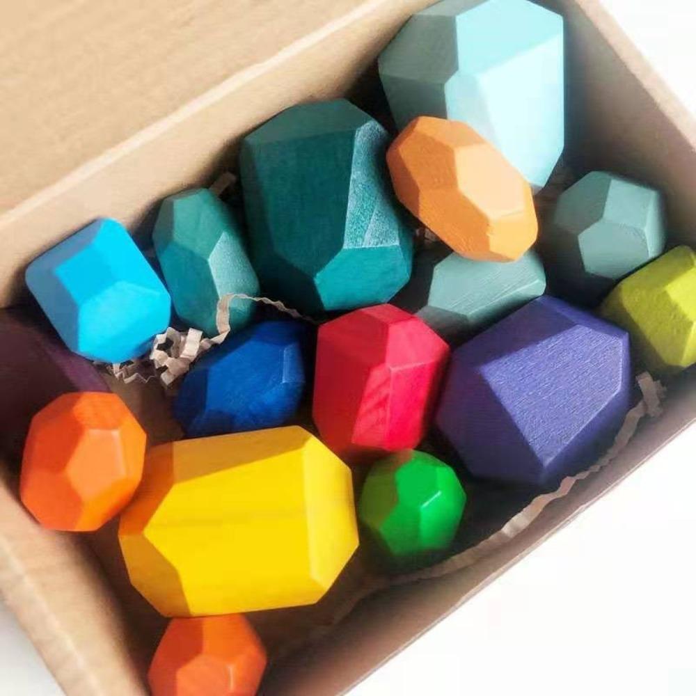 Wooden children's Nordic ins wind colored stone stacking music boys and girls indoor ornaments early education educational toys
