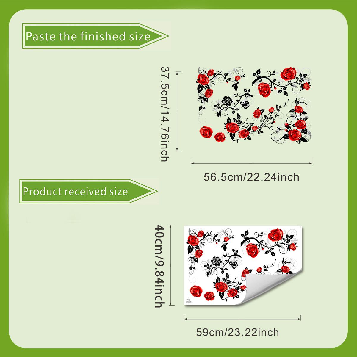 

Romantic Red Rose Vine Glass Stickers, Bathroom Door and Window Decorative Stickers 40*60cm