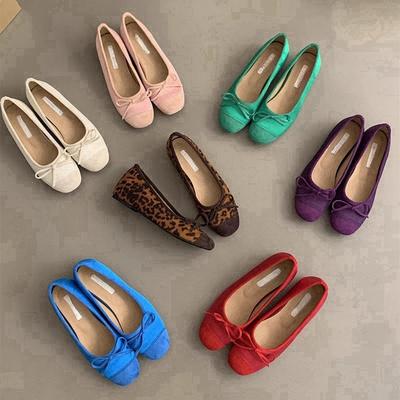 Inner Heightening Thick Sole Shallow Mouth Single Shoes Women's Spring and Autumn Blue Doudou Shoes Red Ladyshoes Gentle Evening Breeze Fairy Ballet S