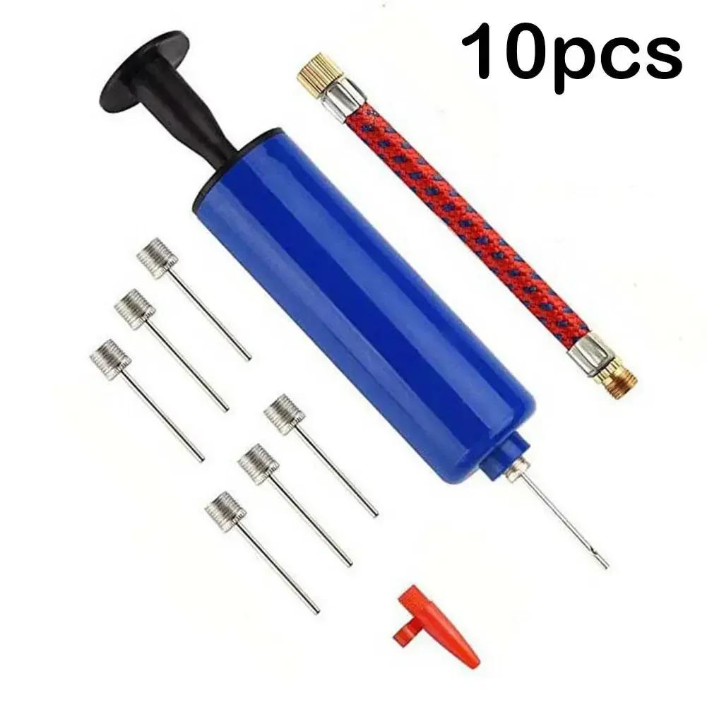 10Pcs Portable Mini Hand Air Pump Set - Inflator Kit with Needle for Soccer Basketball Volleyball