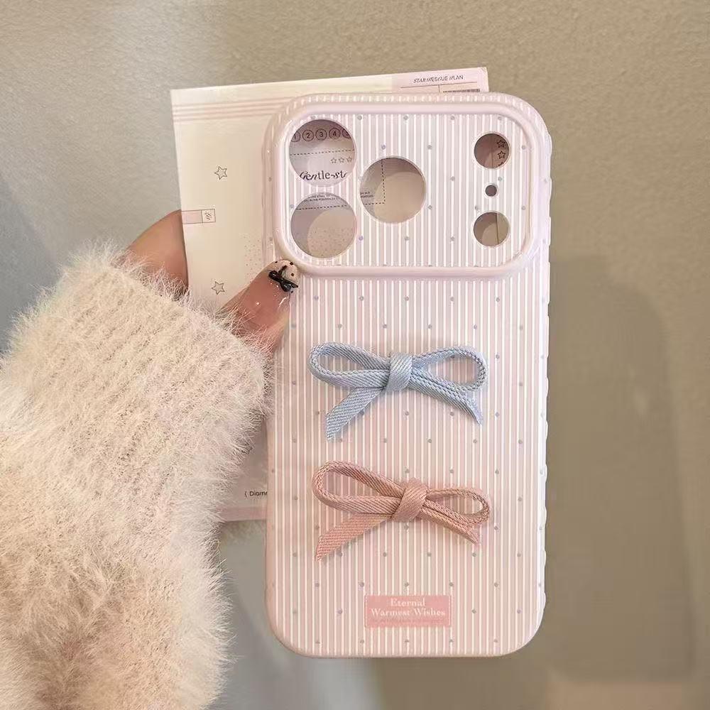 Heart Bow Phone Case for Apple 17 Pro Max & 16/12/11 - Fresh & Cute Design