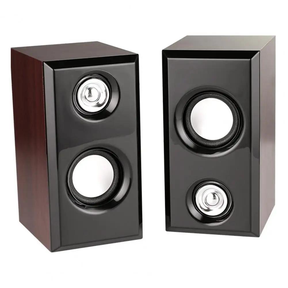Computer Speakers USB Wired Wood Speakers Bass Stereo Subwoofer Sound Box 3.5mm AUX Input USB Power For Desktop PC Smart Phone