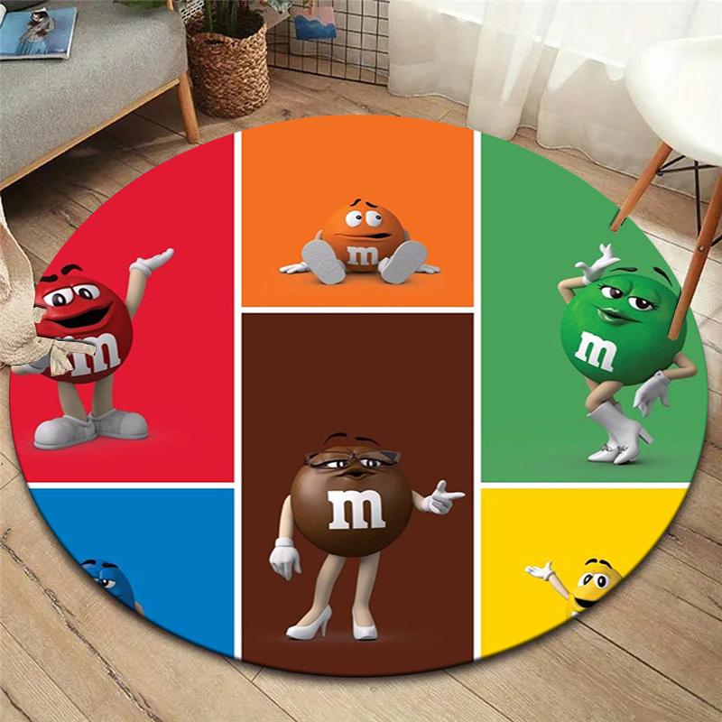M&M's Round Area Rug,Carpet Rug for Living Room Bedroom Sofa Playroom Decor,Non-slip Floor Mat