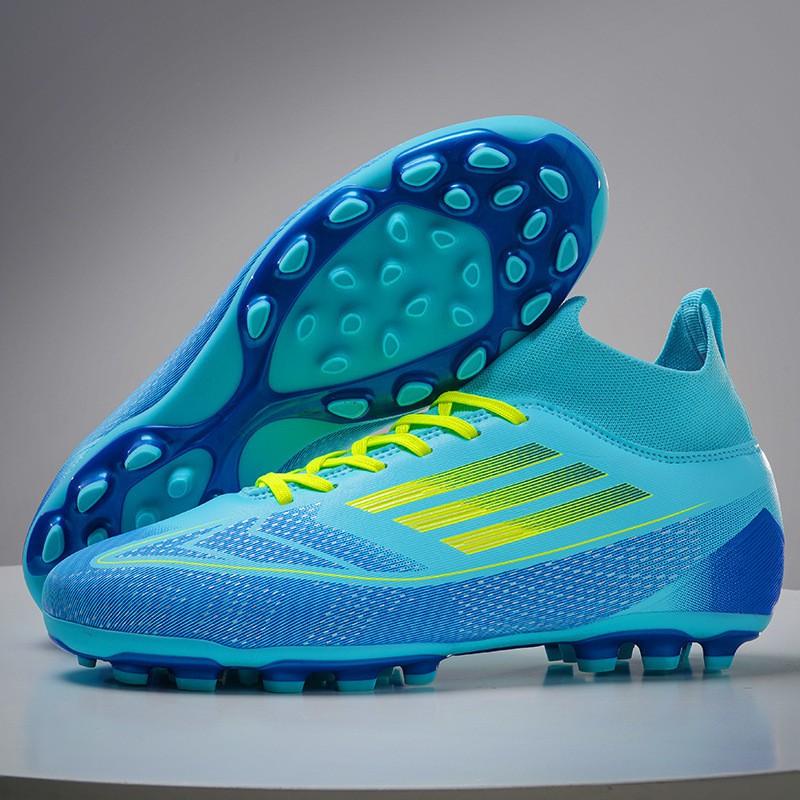 Mens High-Top Football Cleats TF Studs Turf Grass Training Match Lightweight Synthetic Upper