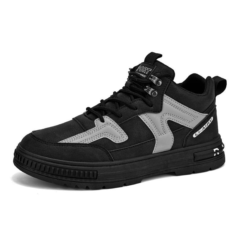 

Мужские спортивные высокие кеды Four Seasons, трендовые, на шнуровке, с цветной отделкой, маленькие черные туфли, модные, уличные, на плоской подошве, 2025 39