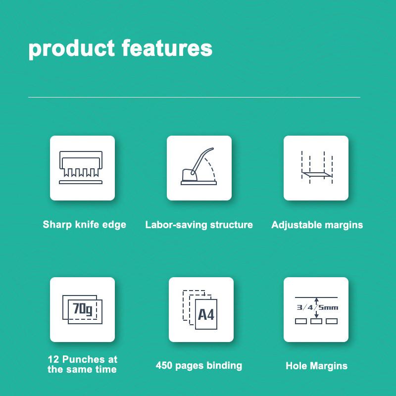 A4/A3 Size Office 21 Hole Heavy Duty Binder Machine Comb Binding Machine Rubber Ring Binding Machine