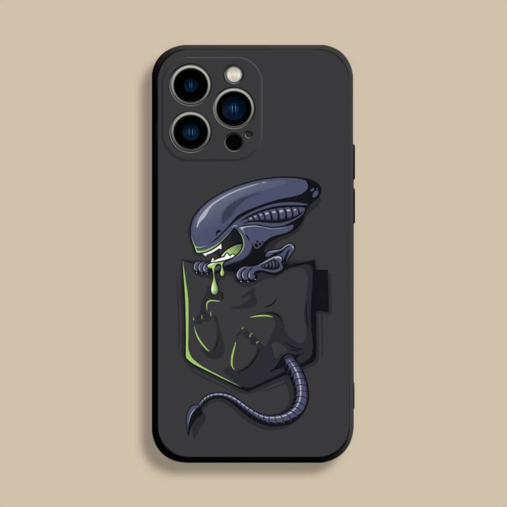 A-Alien E-Earth Phone Case For iPhone 17,16,15,14,13,12,Pro,Max,Plus,E,SE4,Air,Mini Black Soft Cover